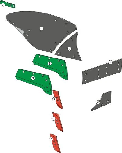 Explosionszeichnung Pöttinger Pflugkörper Typ 46W